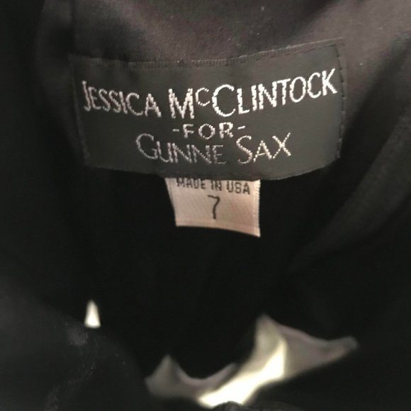 Jessica McClintock for Gunne Sax Vintage Black and White Lace Party Dress Size 7 - Picture 2 of 9